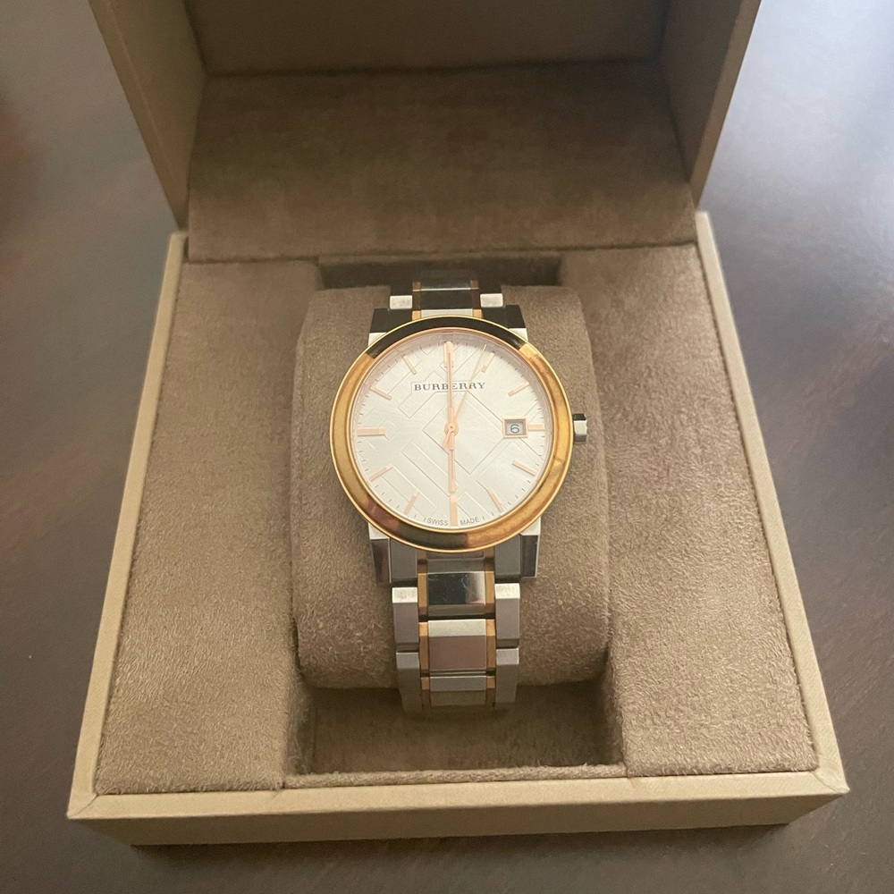 Burberry Silver Dial Two-Tone Stainless Steel Unisex Watch